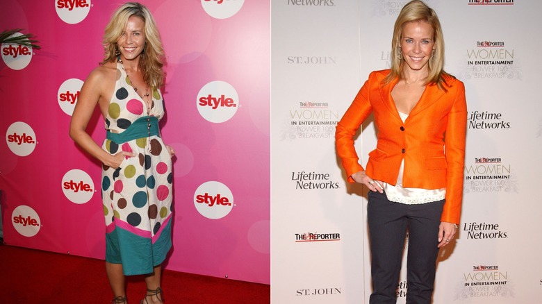 Chelsea Handler wearing colorful red carpet looks in 2006 and 2007