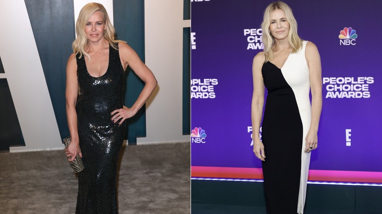 Chelsea Handler wearing black dresses in 2020 and 2021