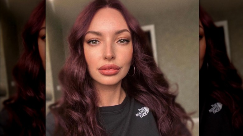 Peach lipstick black t-shirt