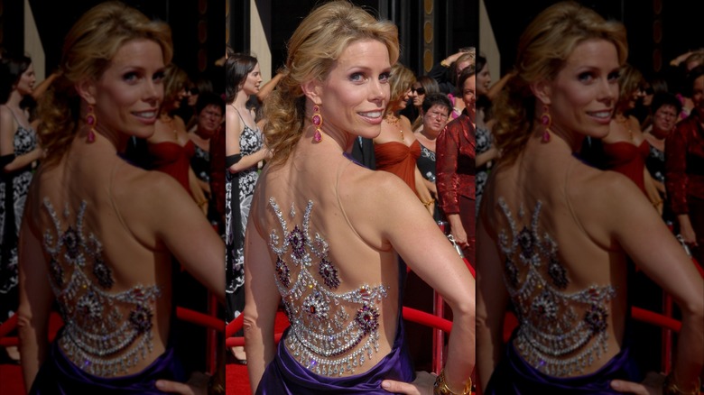 Cheryl Hines wearing a dress featuring rhinestone overload at the 2006 Emmys