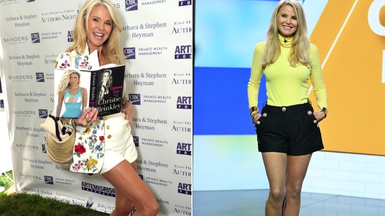Christie Brinkley at public appearances wearing short shorts