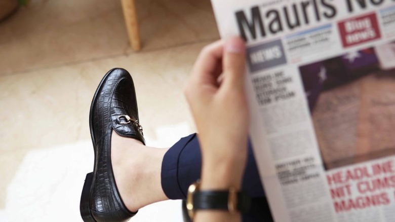 black crocodile loafers