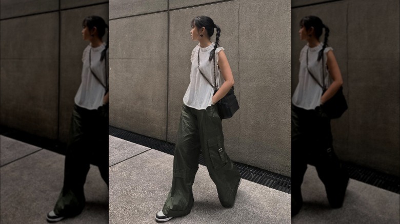 woman wearing cargo pants