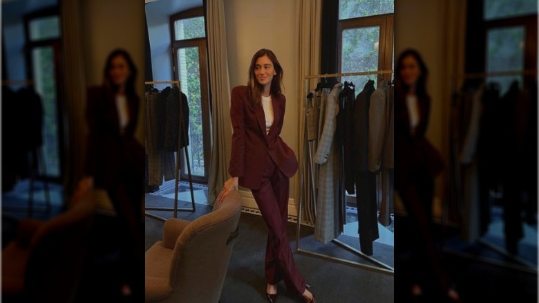 woman in dressing room clothes