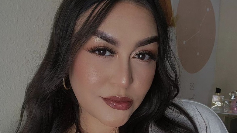 woman wearing shimmery eyeshadow