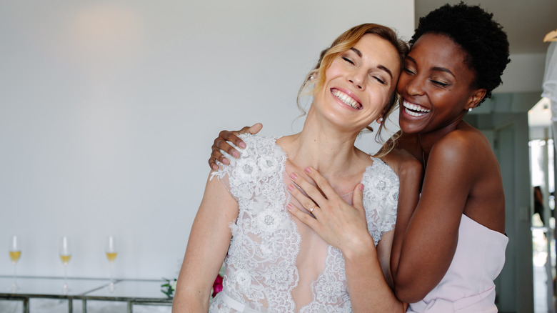 bride with her friend