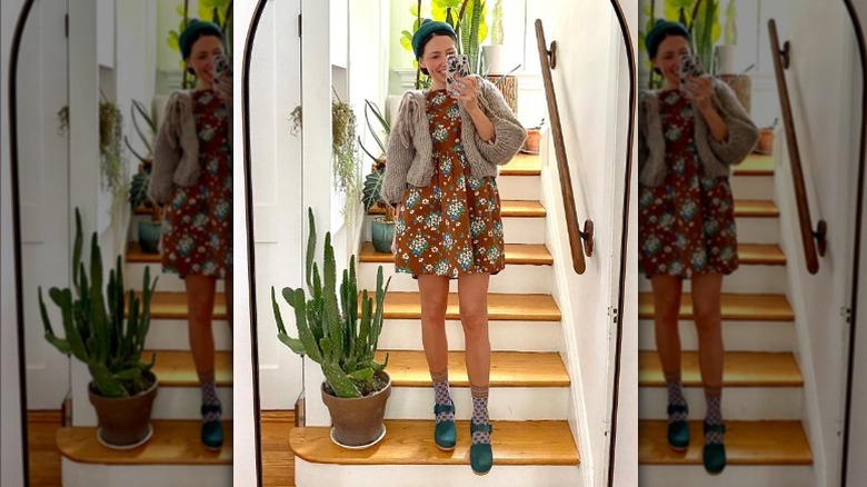 Green clogs ankle socks