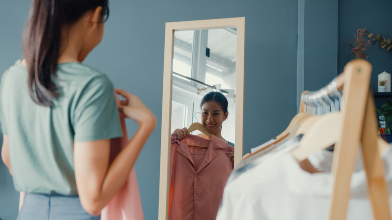 woman trying on clothing