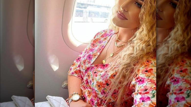 Woman with excessive jewelry