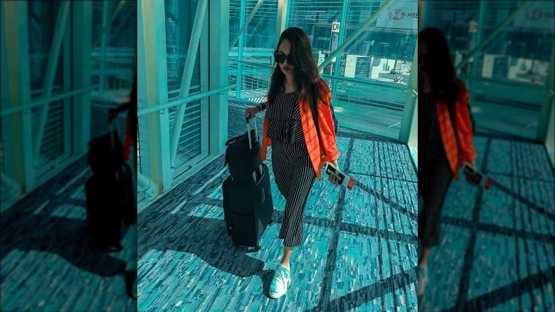 Woman wearing neon clothing