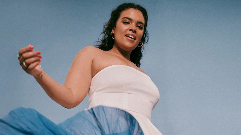 model in white dress