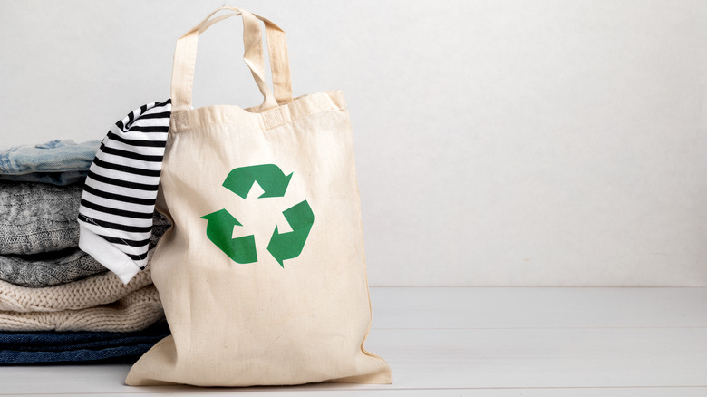 Recycling bag with folded clothes