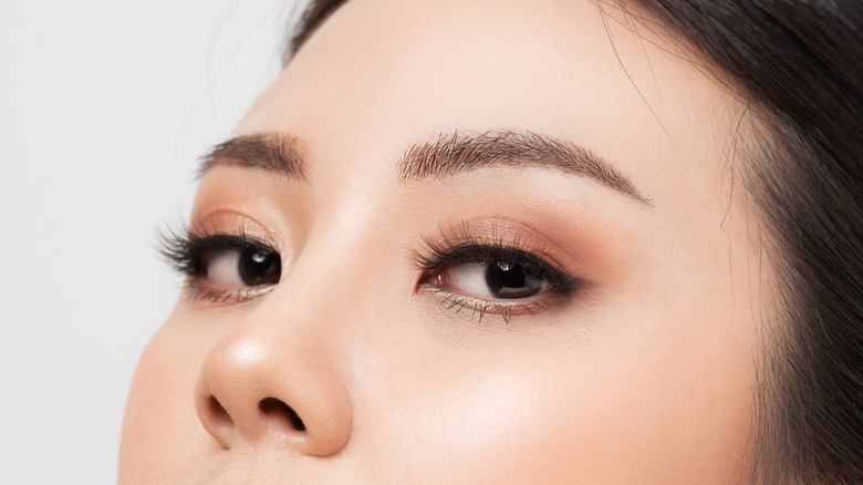 Close up of woman with lash extensions