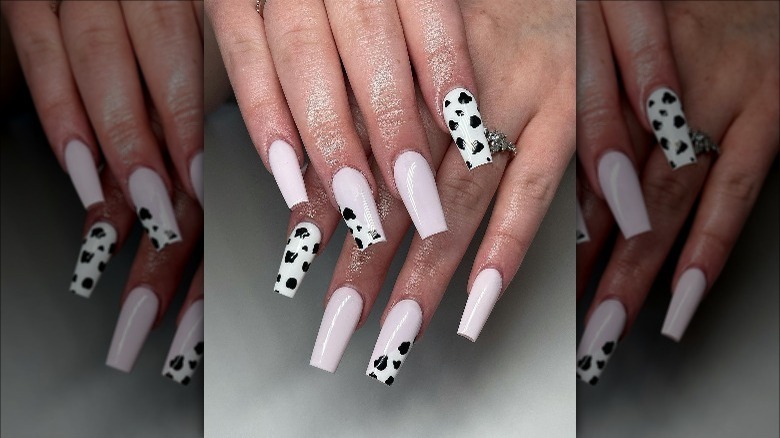 Woman with pink nails