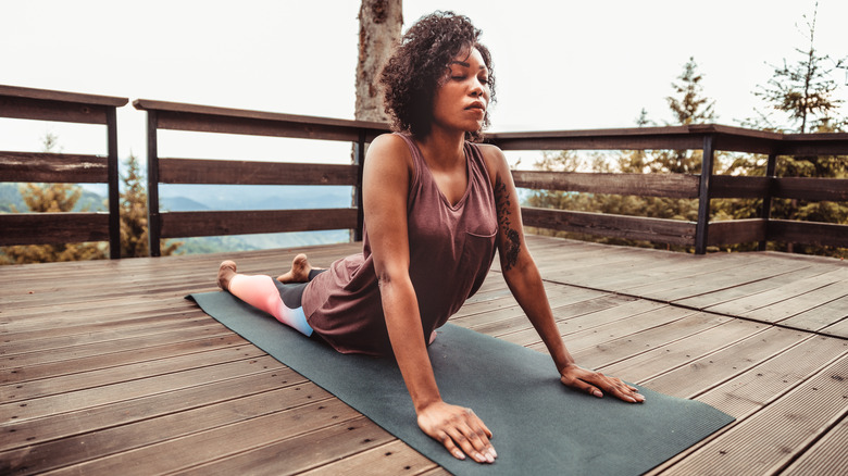 woman doing yoga