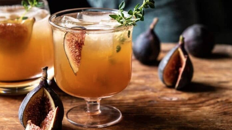 dark cocktail figs thyme garnish