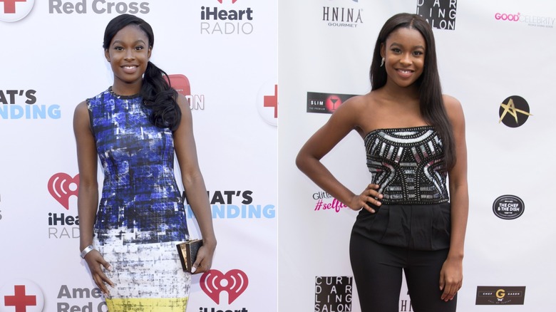 Coco Jones smiles for photos on the red carpet