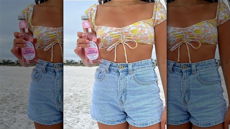 woman wearing floral crop top