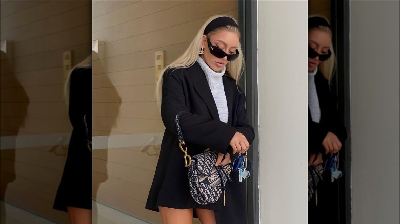 Blazer and black cotton headband outfit