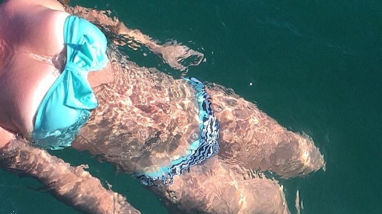Blue bikini with bow