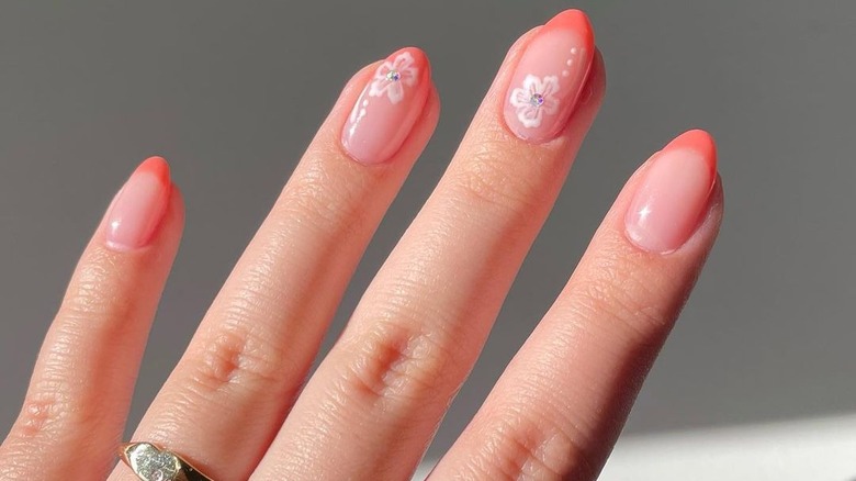 Coral french manicure