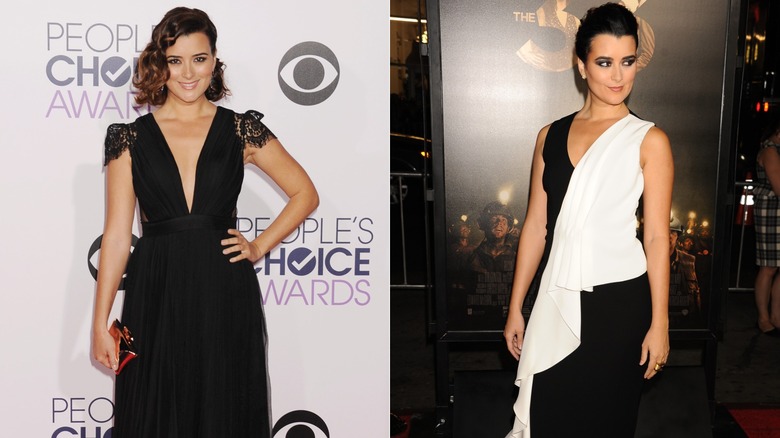 Split image of Cote de Pablo's 2015 red carpet appearances
