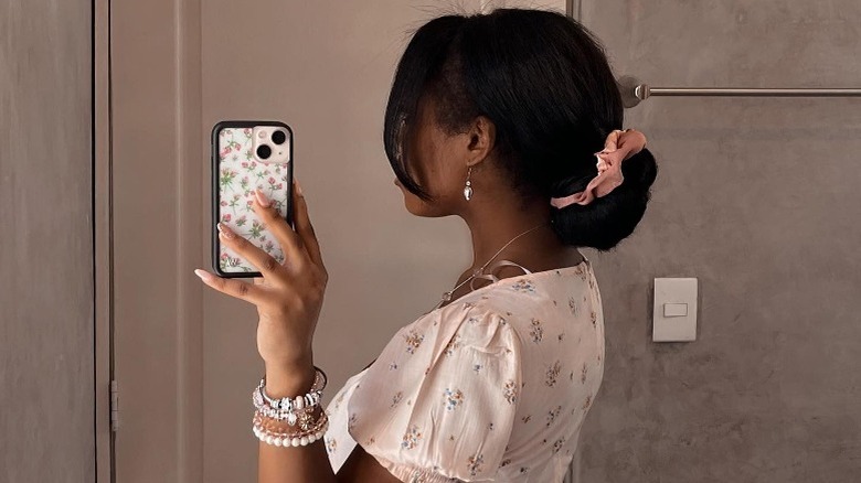 woman with hair in bun