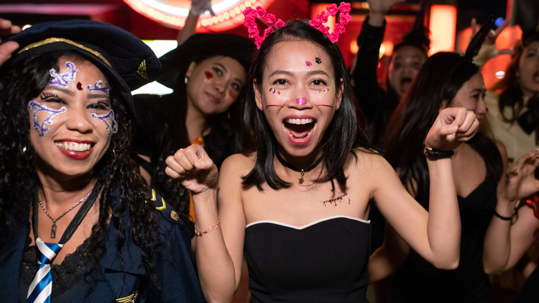 Women at Halloween party