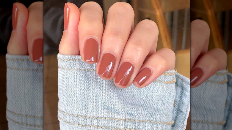 Brown manicure jean jacket