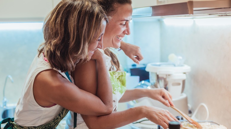 Couple cooks together