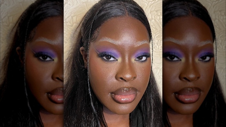 A woman with bleached eyebrows