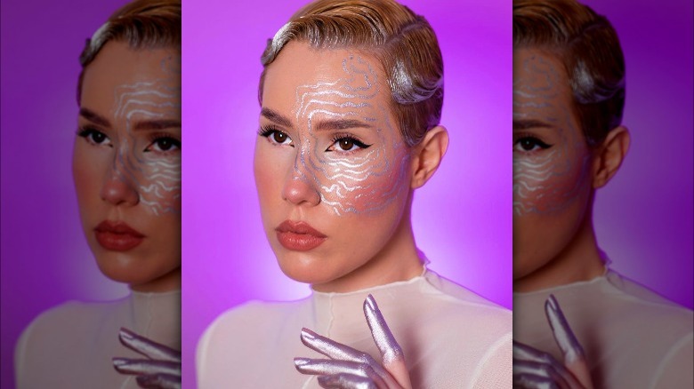 Futuristic silver makeup