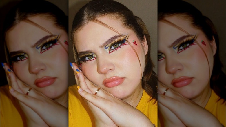 A woman with faux lower eyelashes