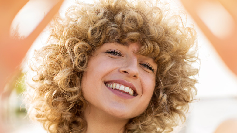 Woman with naturally curly hair