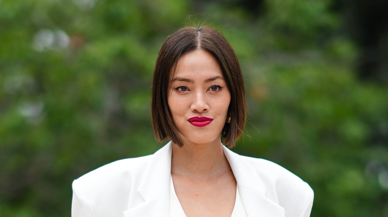 woman with a curtain bob