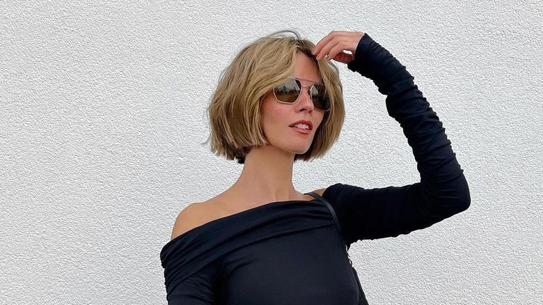 woman with a curtain bob