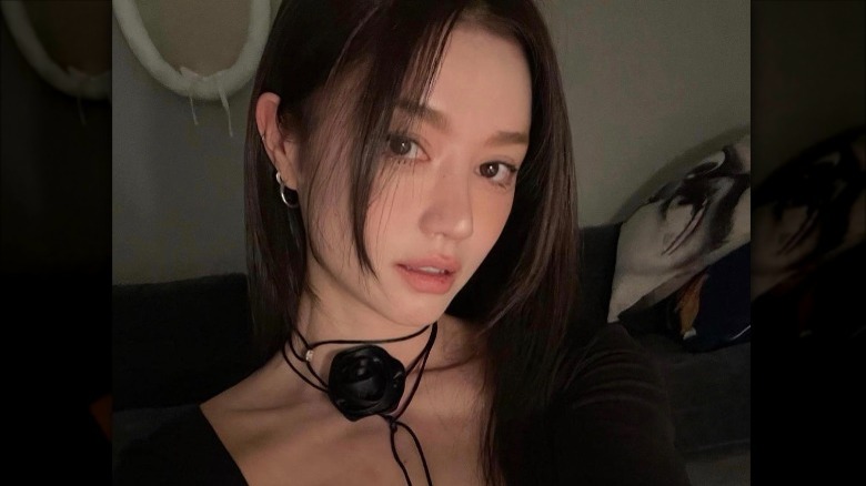 Woman with curve bangs