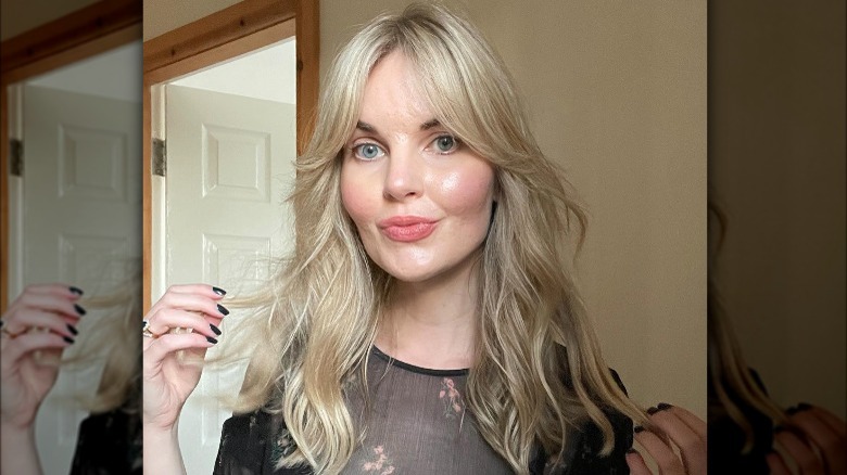 Woman with '70s hair