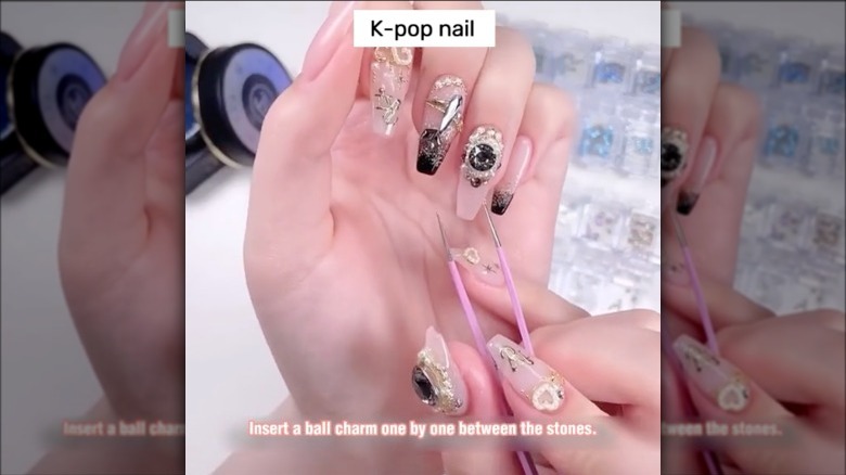 Maximalist cuticle chain manicure