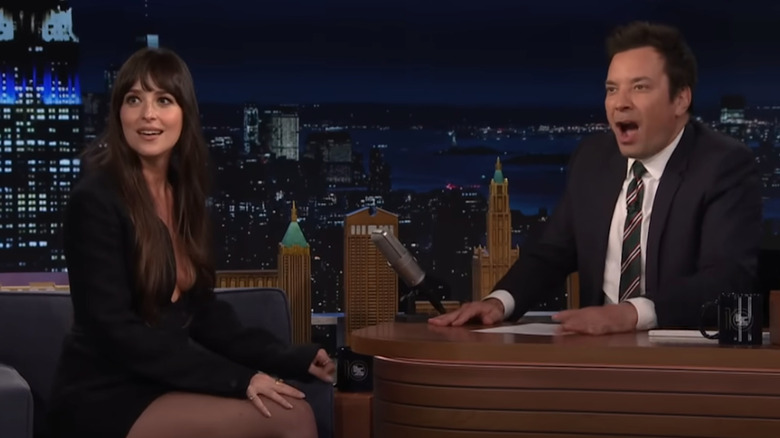 Dakota Johnson and Jimmy Fallon on his show