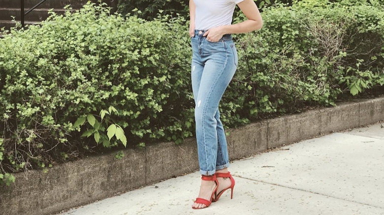 woman in jeans and heels 