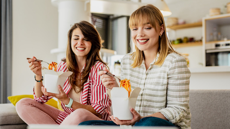 couple eating takeout together