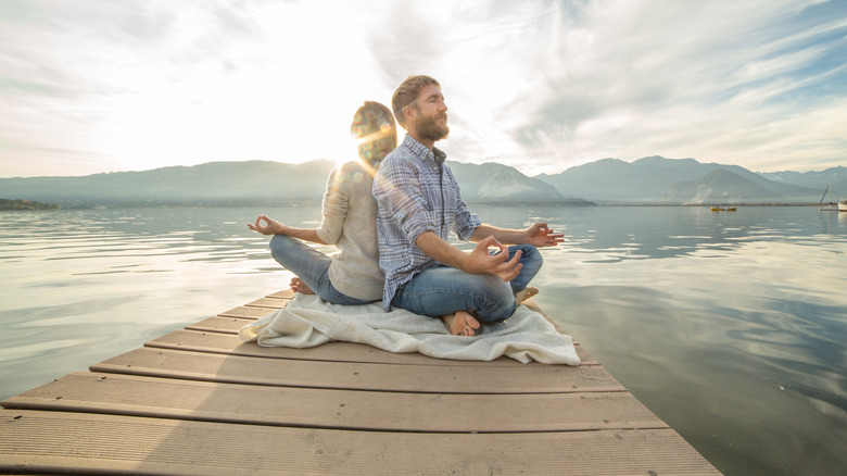 couple meditating together