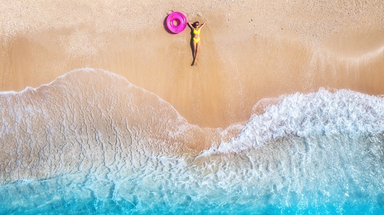 woman relaxing on a beach