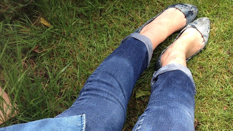 Faded denim ballet flats