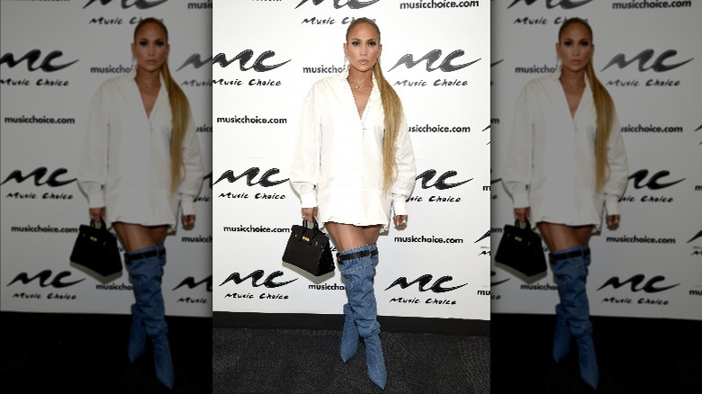 Jennifer Lopez in denim boots