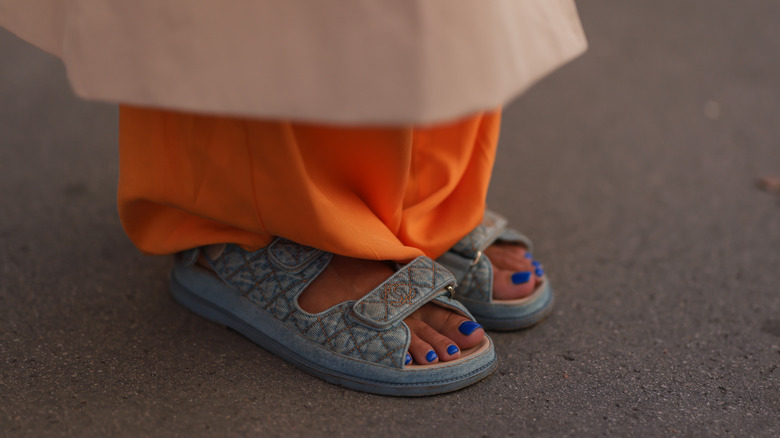 close up at chanel dad sandals