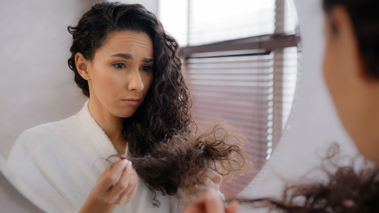woman upset about hair