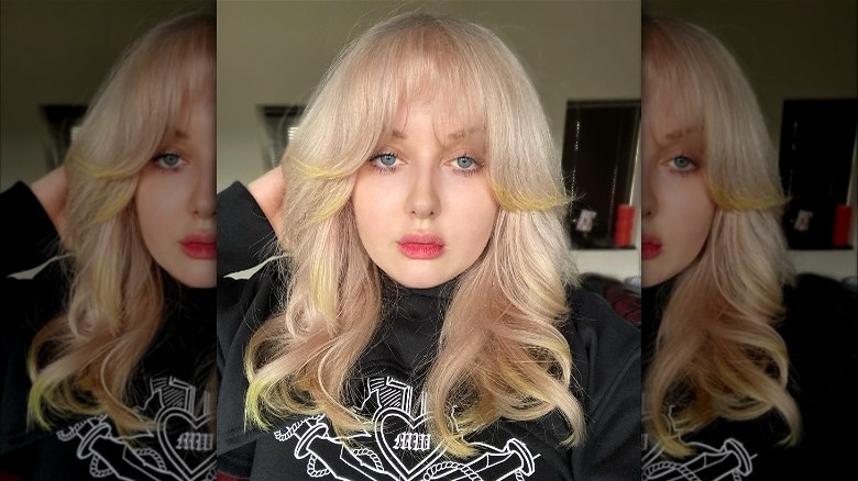 Blonde hair with subtle yellow dip dye