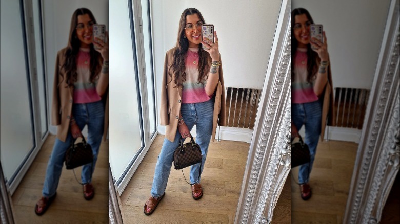 woman in dip-dye t-shirt